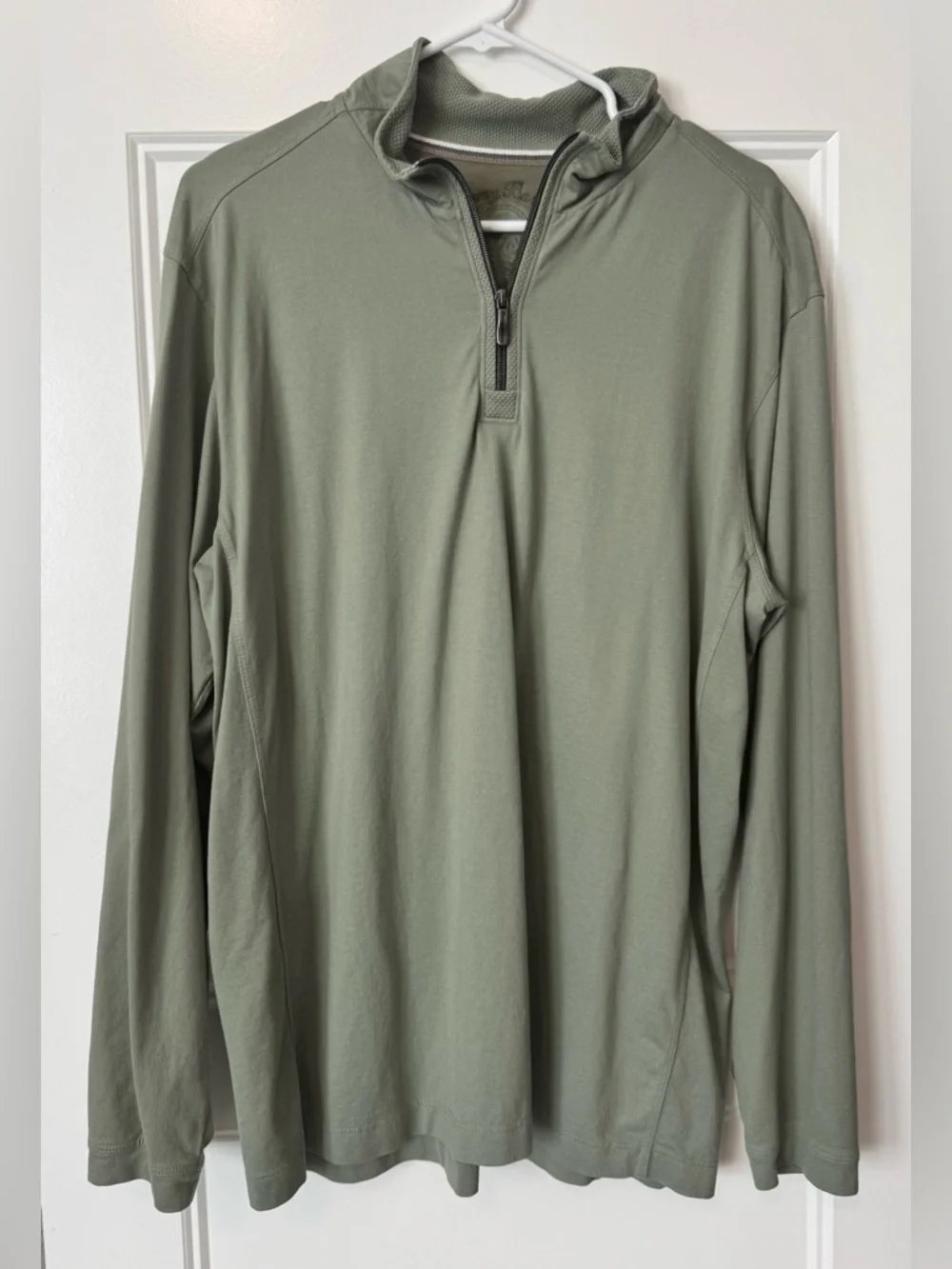 Tommy Bahama Quarter Zip Pullover Mens LSage Green Pima Cotton Modal Mock Neck